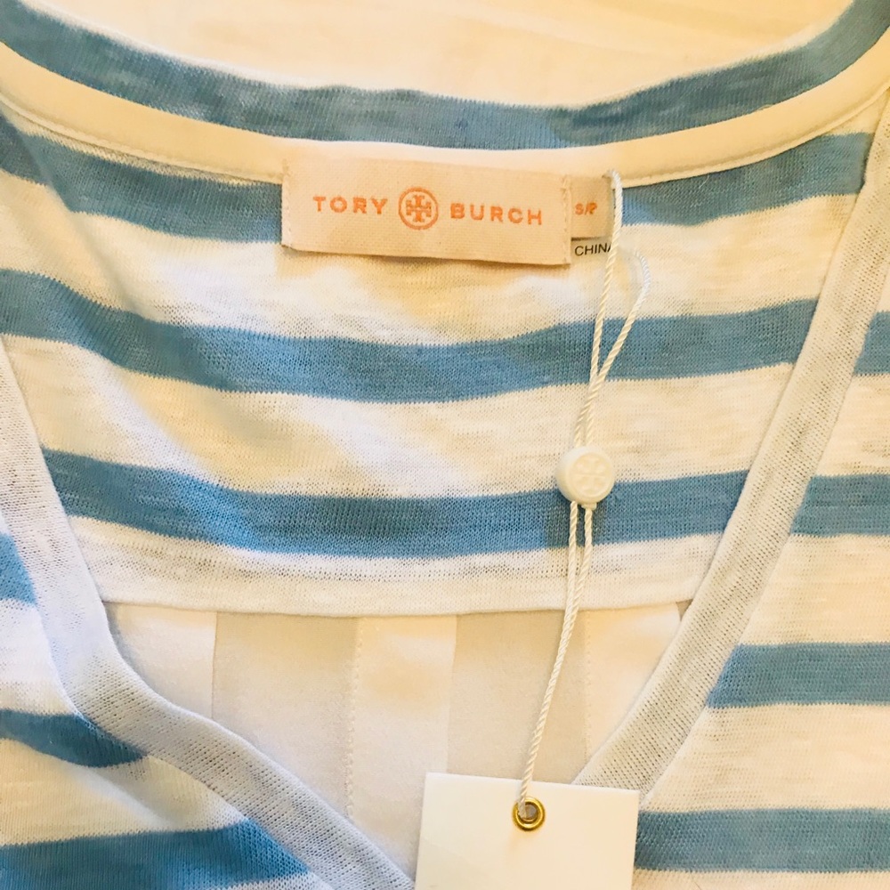 Tory Burch || $225 Stripes Asymmetrical Blouse - Picture 5 of 8